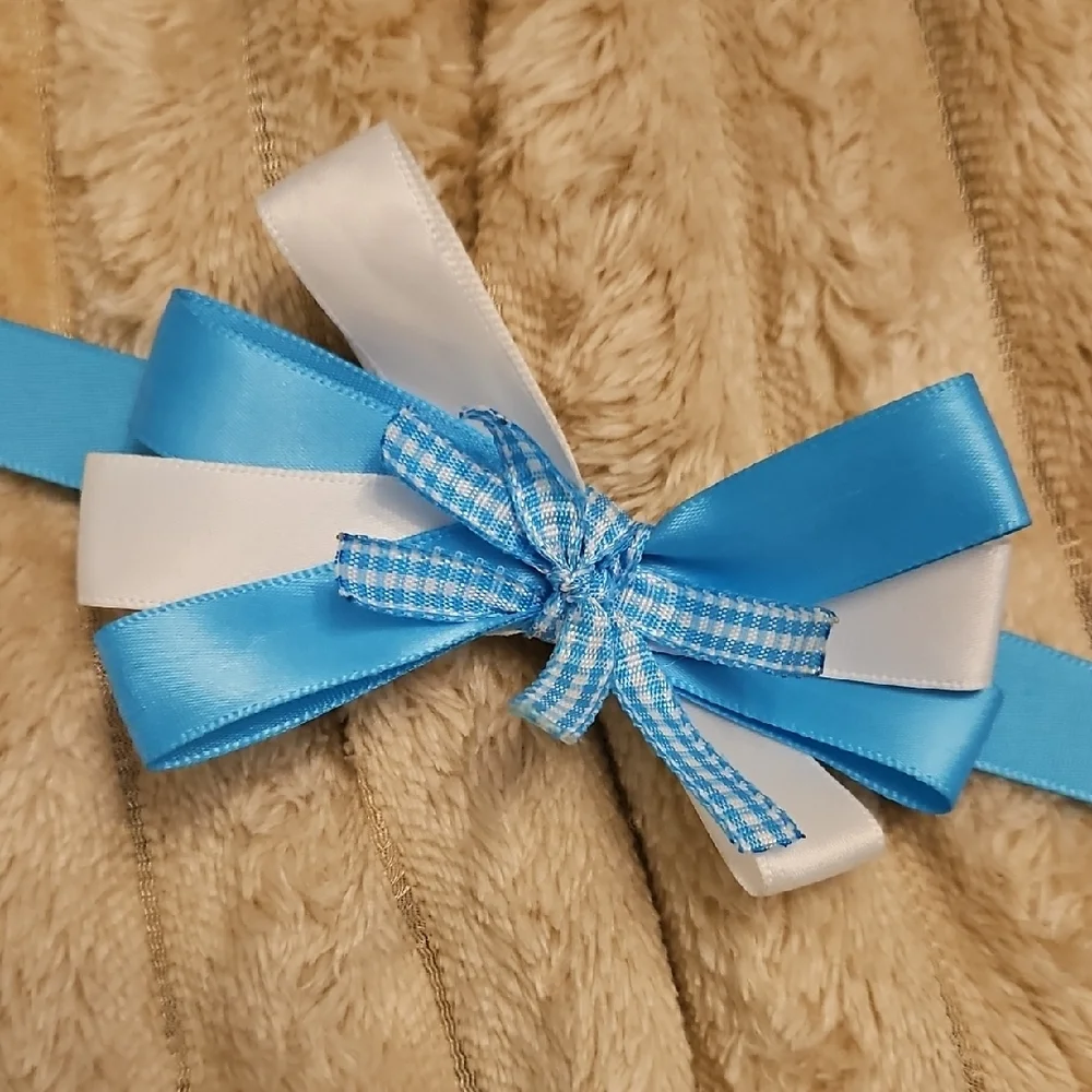 Blue and White Cat Bow Tie